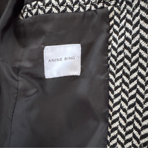 Anine Bing Black and White Fishbone Blazer Sz Small - Picture 8 of 11